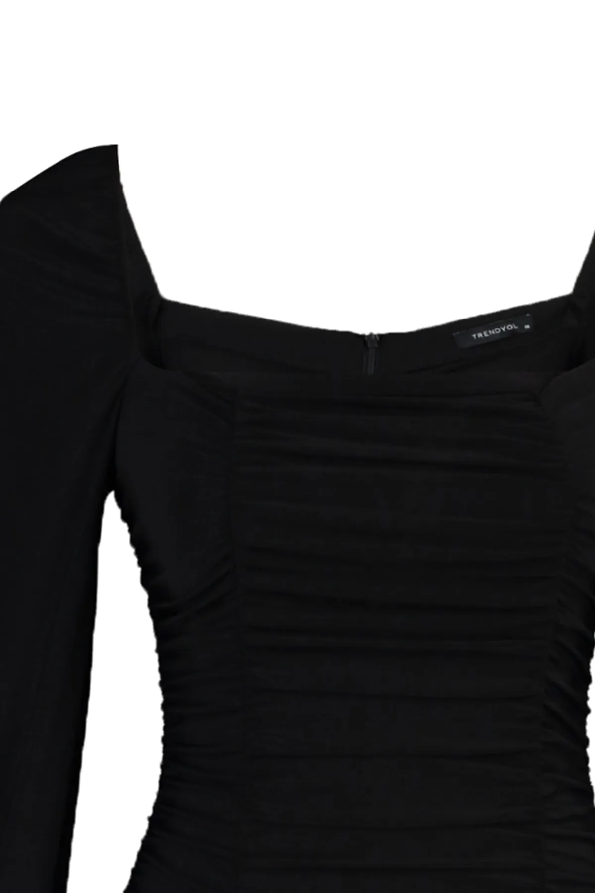 Trendyol Collection  Schwarzes, drapiertes, detailliertes Abendkleid TPRAW22EL1392