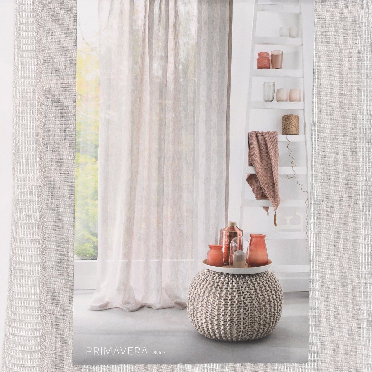 Meterware Rasch Textil Stores Shine Längsstreifen Leinenstruktur grau silber 30, halbtransparent, Kunstfaser, überbreit