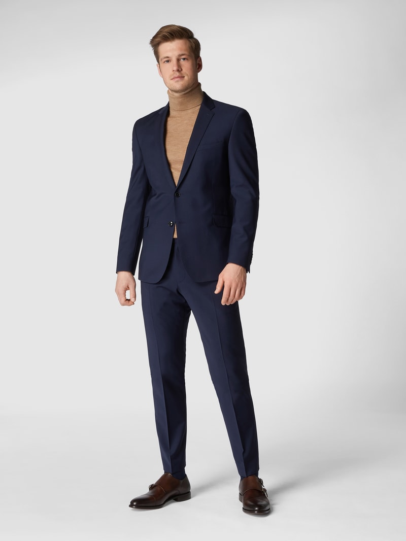 Slim Fit 2-Knopf-Sakko mit fallendem Revers 'Flex Cross' in marineblau