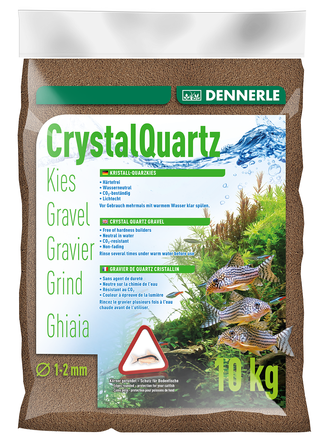 DENNERLE Bodengrund DENNERLE Kristall Quarzkies 10kg dunkelbraun