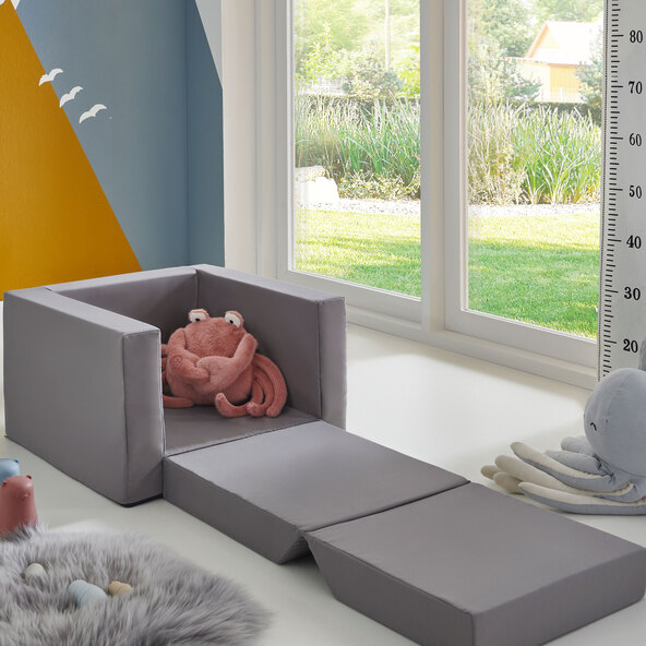 Kindersessel ausklappbar, grau