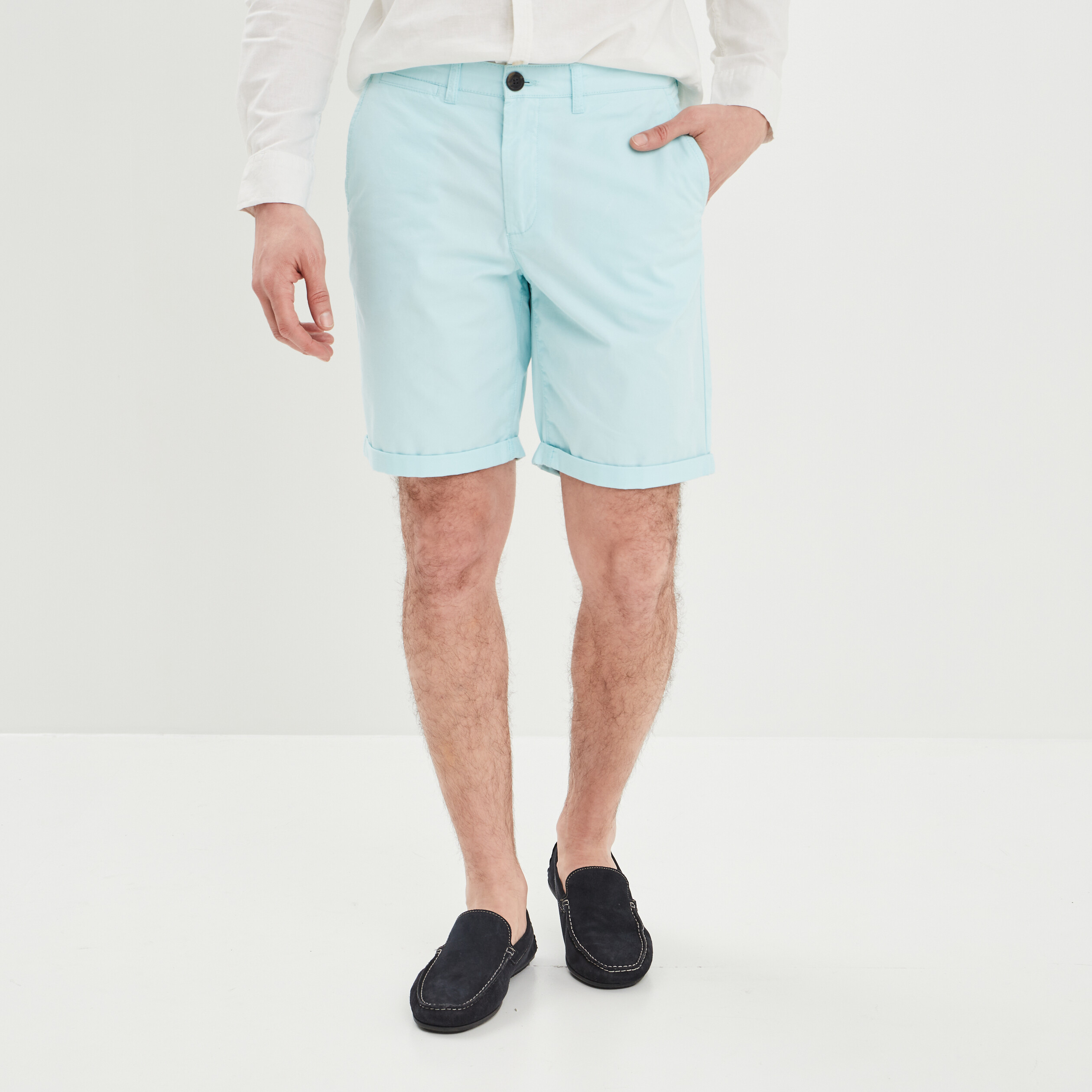 Bermuda chino regular bleu turquoise homme | La Halle