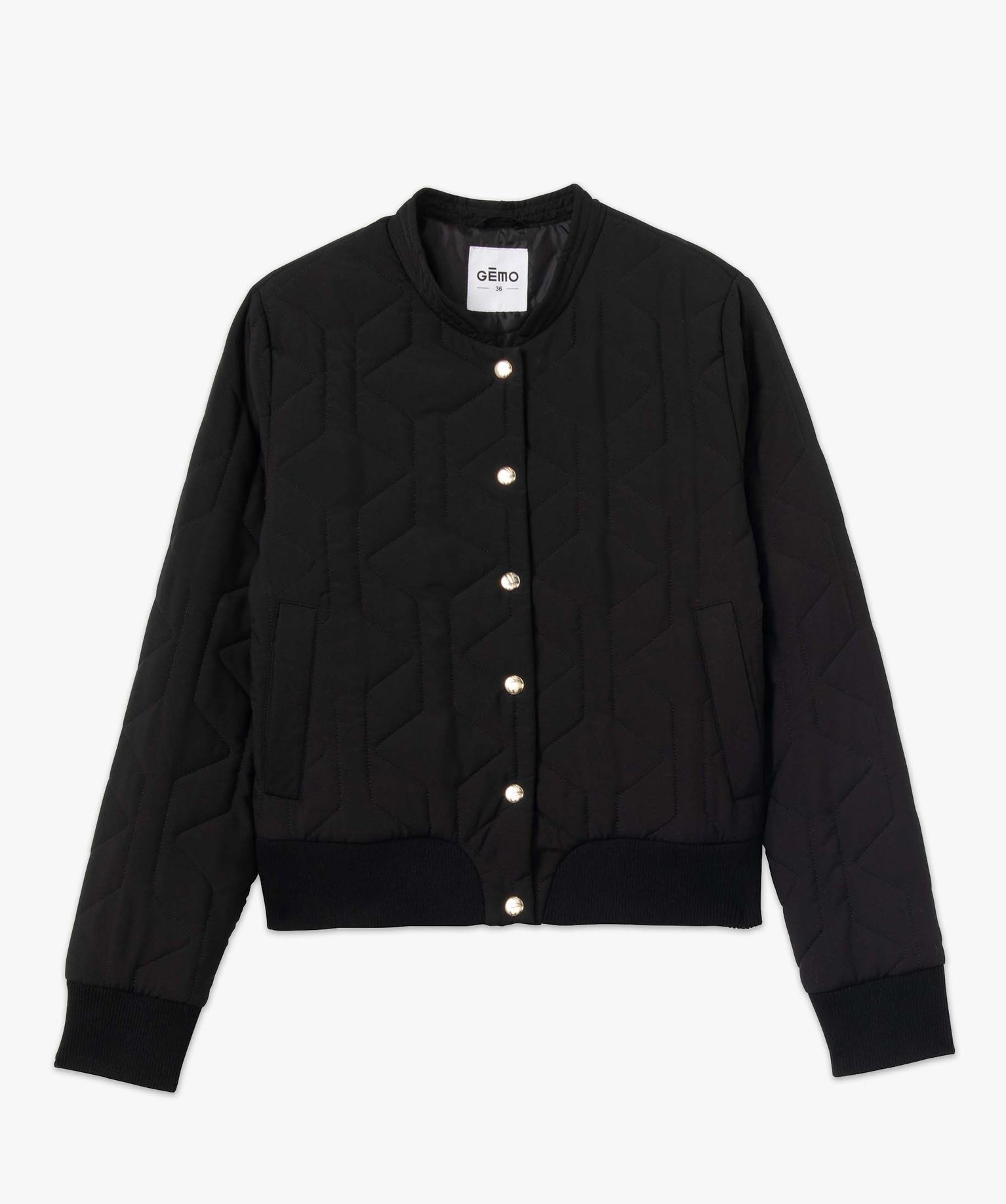 Blouson femme matelassé avec finitions bord-cte noir | GEMO