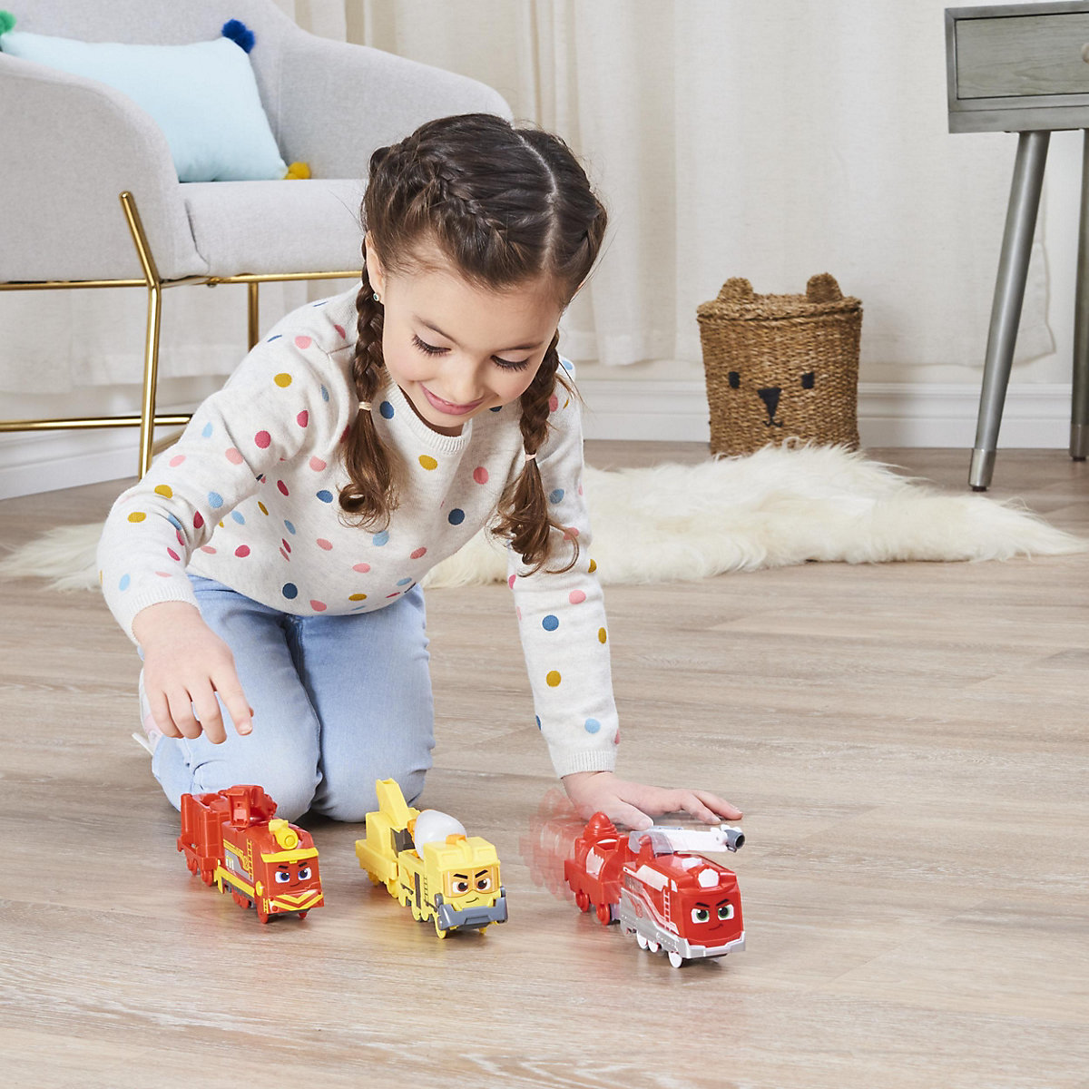 Mighty Express Motorisierter Zug Roter Retter mit Güterwaggon