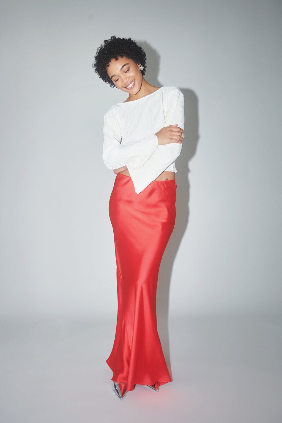 Satin maxi skirt