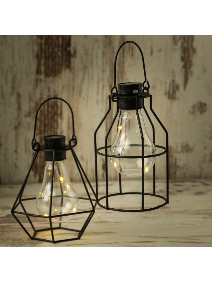 MARELIDA LED Solar Hängeleuchte eckig Industrial Look H: 15cm in schwarz günstig kaufen onesize