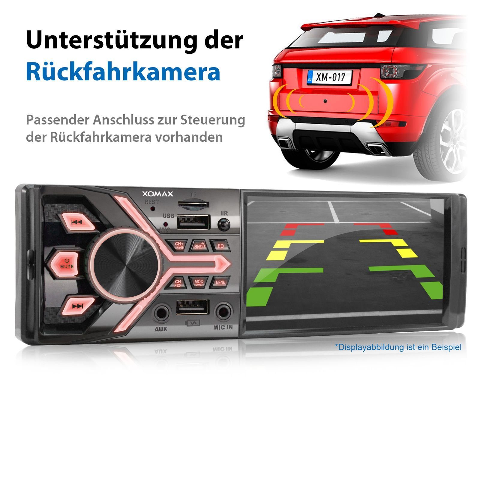 XOMAX XM-V424 Autoradio mit 4 Zoll Bildschirm, Bluetooth, 2x USB, SD, 1 DIN Autoradio