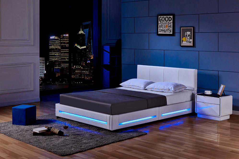 Home Deluxe LED Bett ASTEROID 140 x 200 Weiß