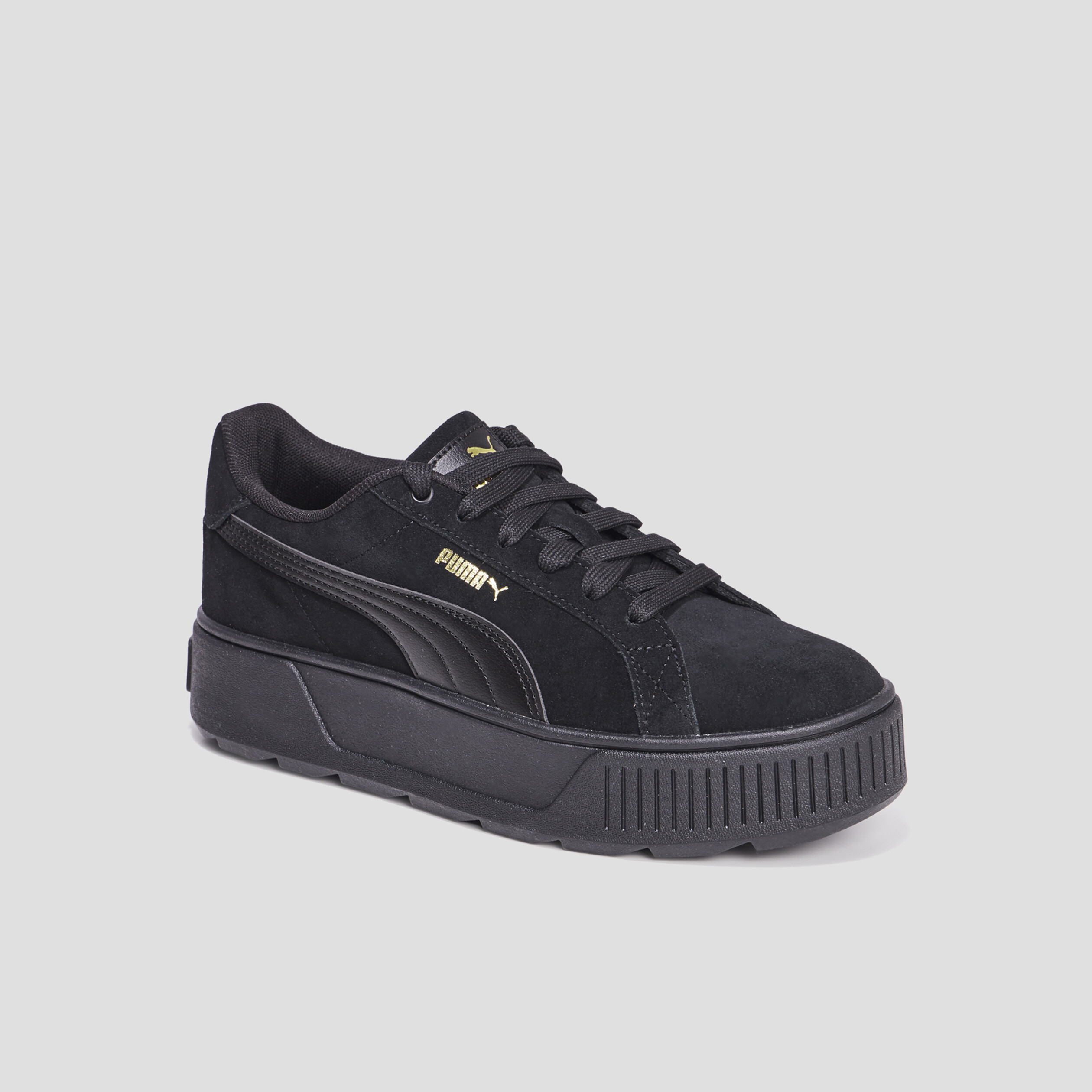 Tennis basses en cuir Puma Karmen Nub noir femme | La Halle