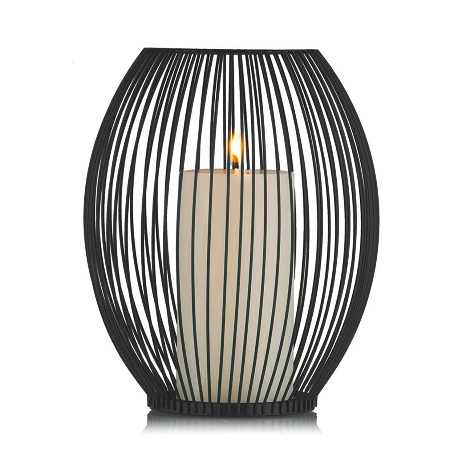 Einemgeld Kerzenständer Oval Kerzenständer Schwarz Metall, 17*15*15cm, Moderner Kerzenhalter (1 Metallrahmen), Hergestellt aus Metall
