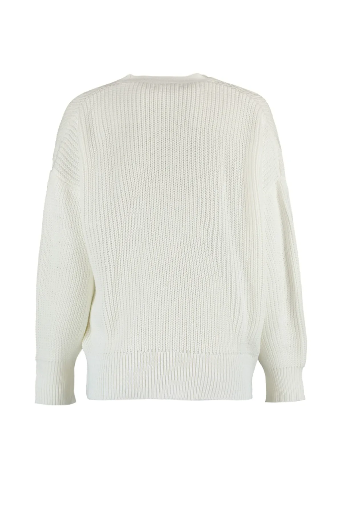 Trendyol Collection  Ecrufarbene Strickjacke mit V-Ausschnitt und weiter Passform TWOAW20HI0215