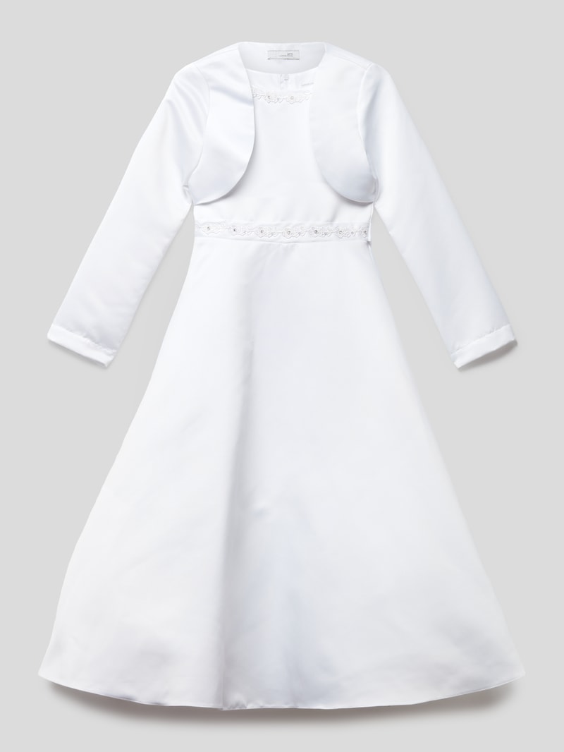 Kleid mit Zierbesatz in weiß