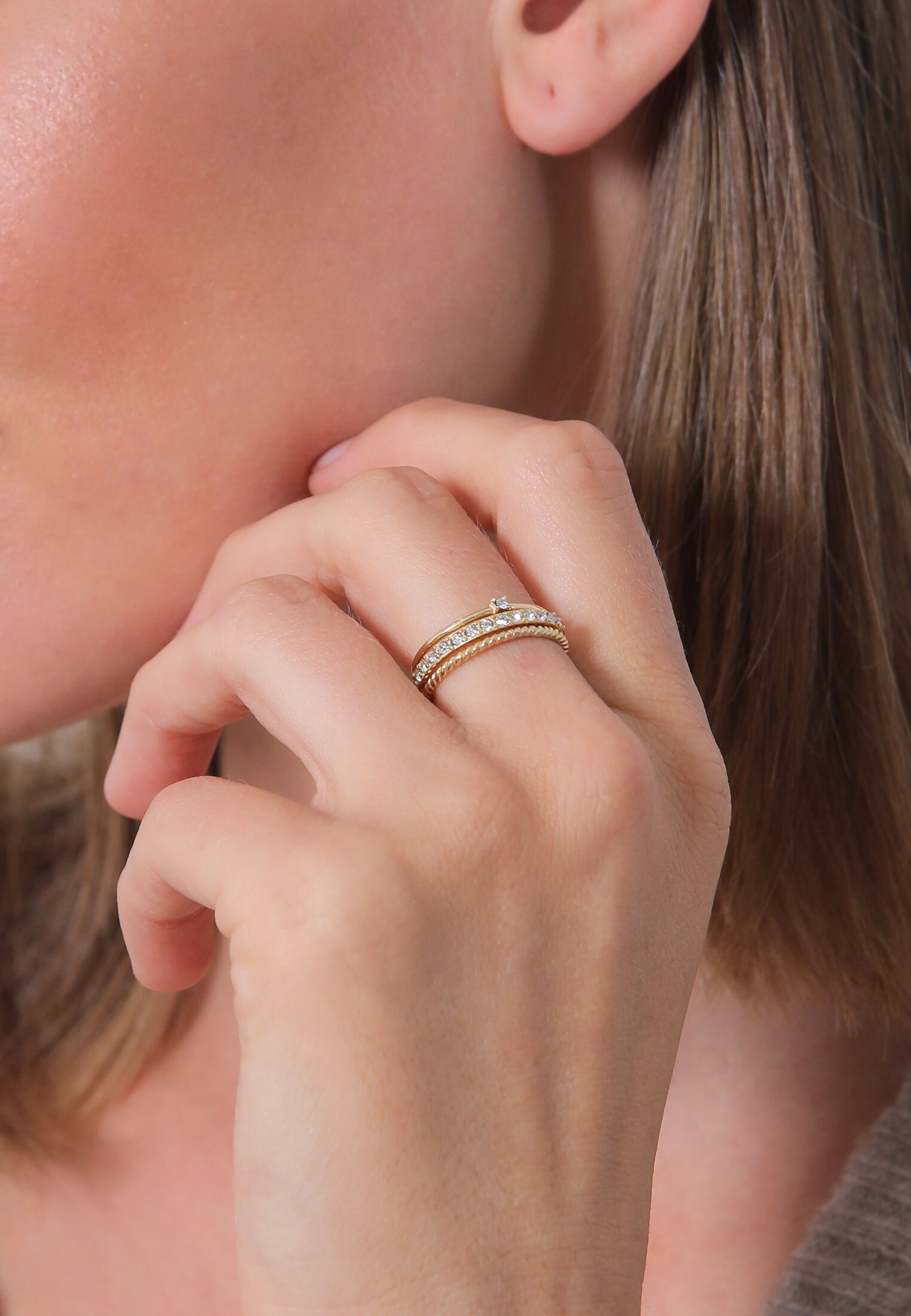 Elli női elegáns, ünnepi, réteges megjelenés 925-ös sterling ezüst kristályokkal