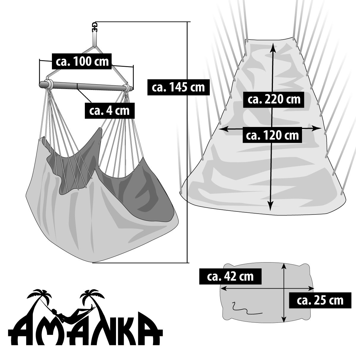 AMANKA 220 x 120 XXL Hängestuhl