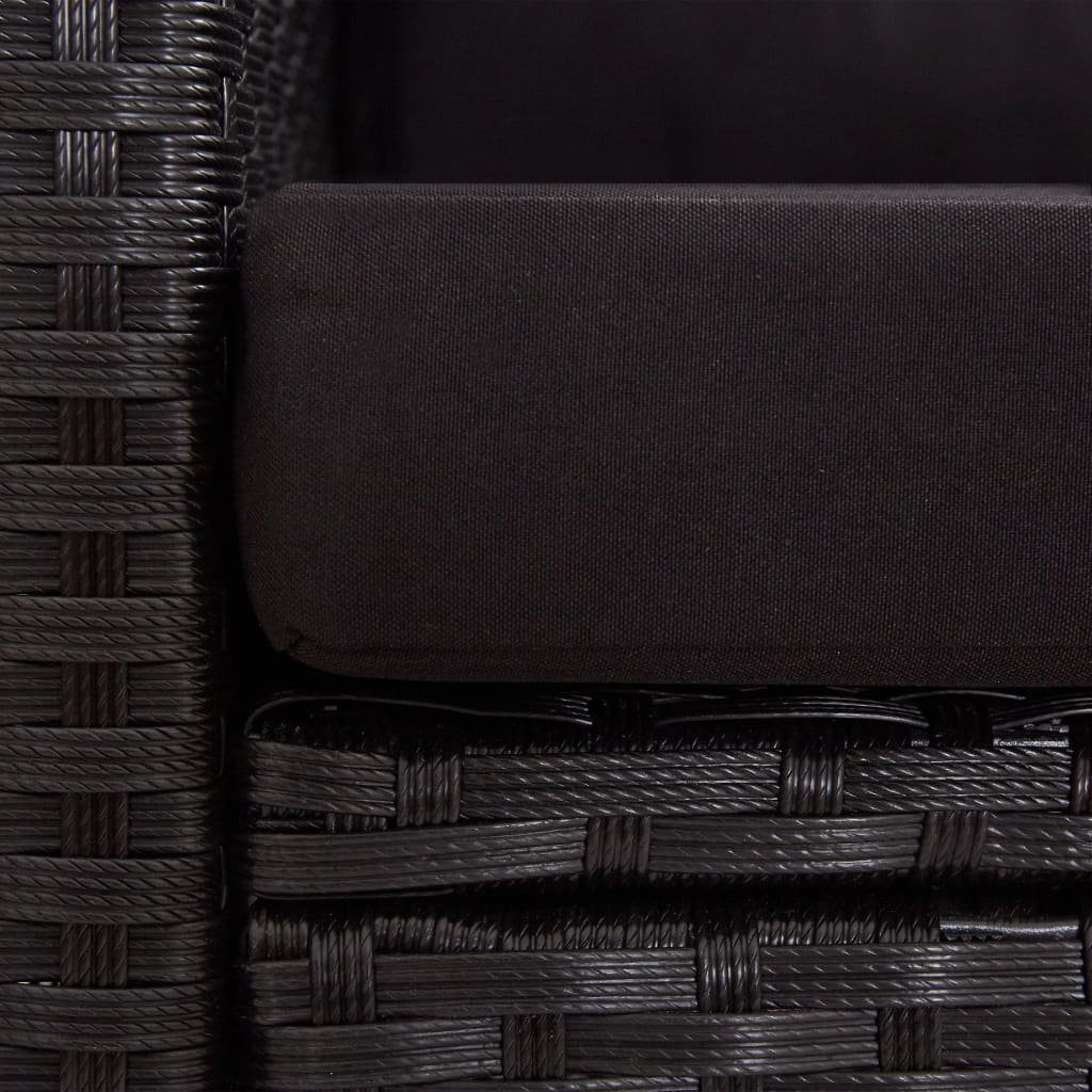 vidaXL Loungesofa 2-Sitzer-Gartensofa mit Kissen Schwarz 124 cm Poly Rattan, 1 Teile