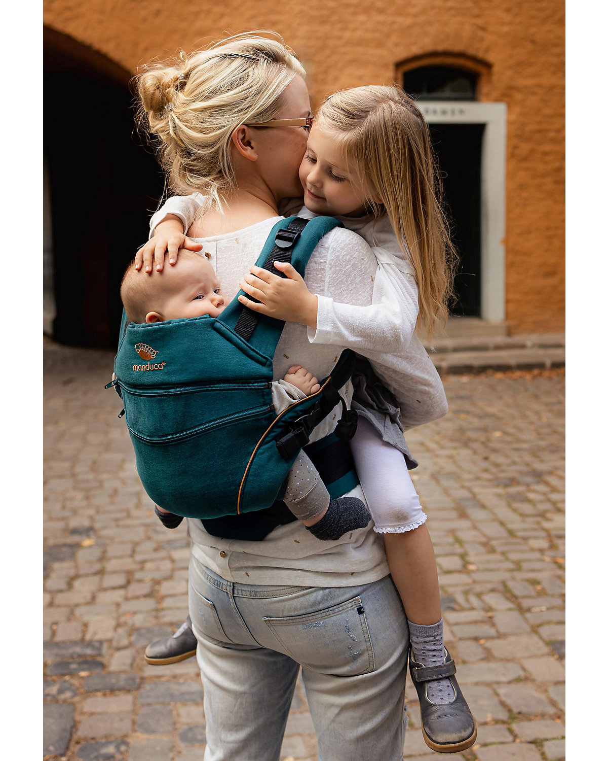 Babytrage XT Cotton, denimteal-toffee