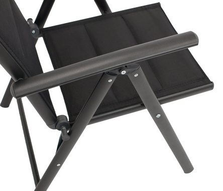 DEGAMO Gartensessel ALMERIA, klappbar, Alu anthrazit + Kunstgewebe gepolstert schwarz, wetterfest