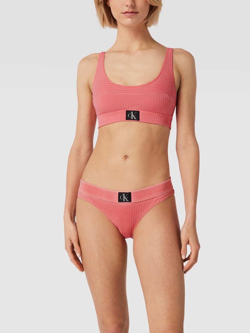 Bikini-Oberteil in Ripp-Optik in orange