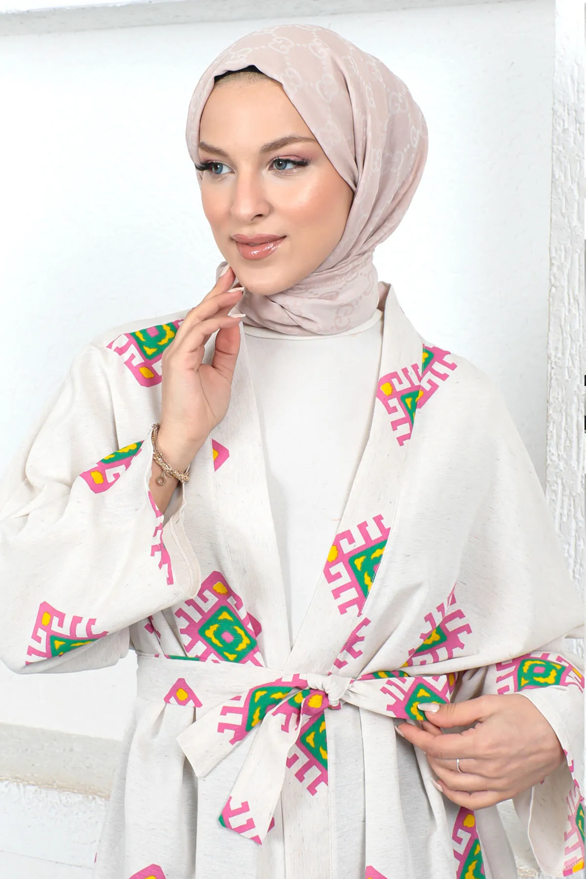 Tesettür Dünyası  Motiv-Kimono Tsd230435 Weiß