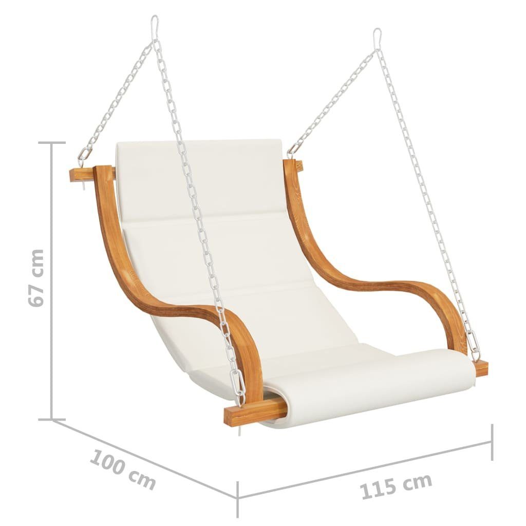 vidaXL Hollywoodschaukel Hängeliege mit Kissen Creme Bugholz mit Teak-Finish, 1 tlg.