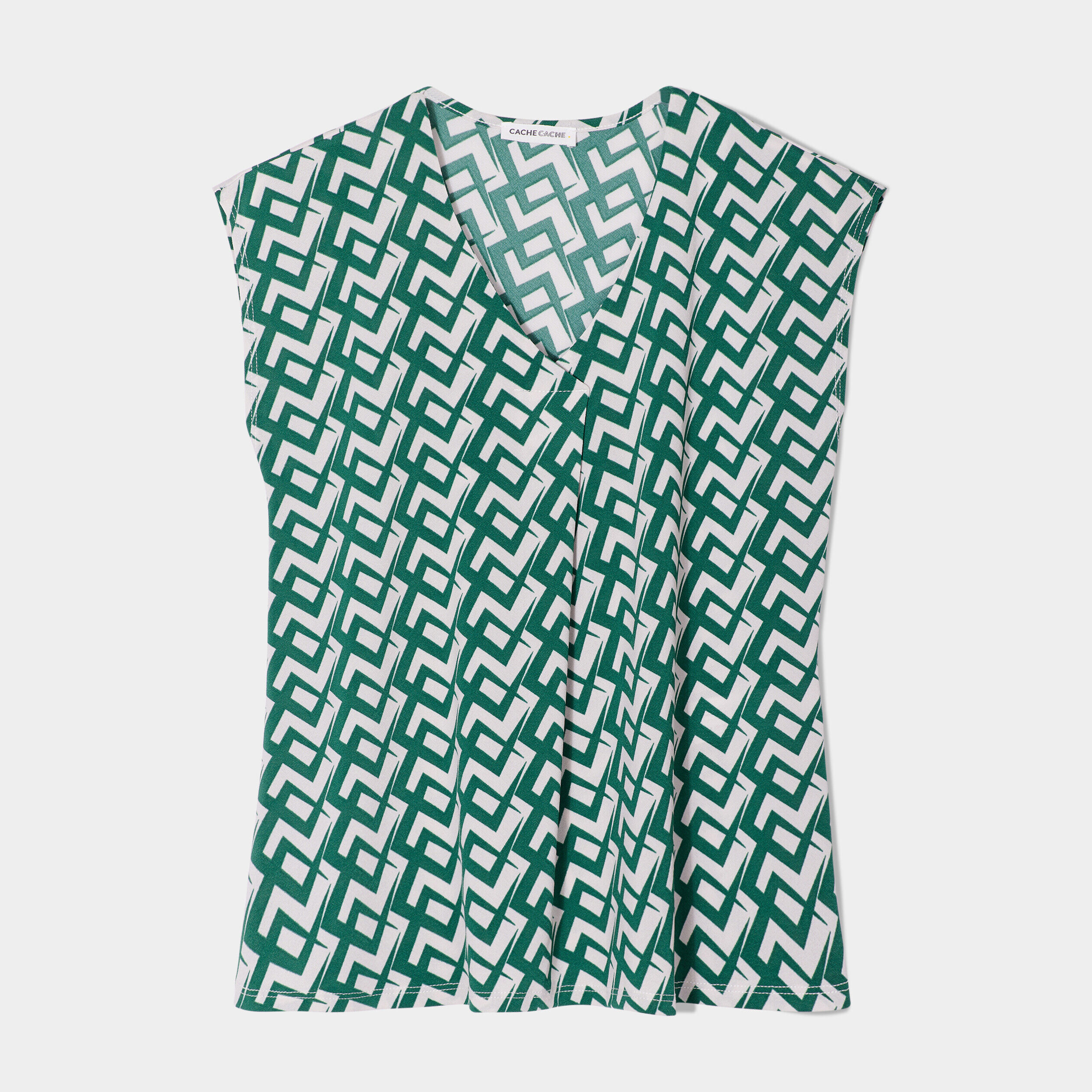 Blouse manches courtes vert femme | Cache Cache