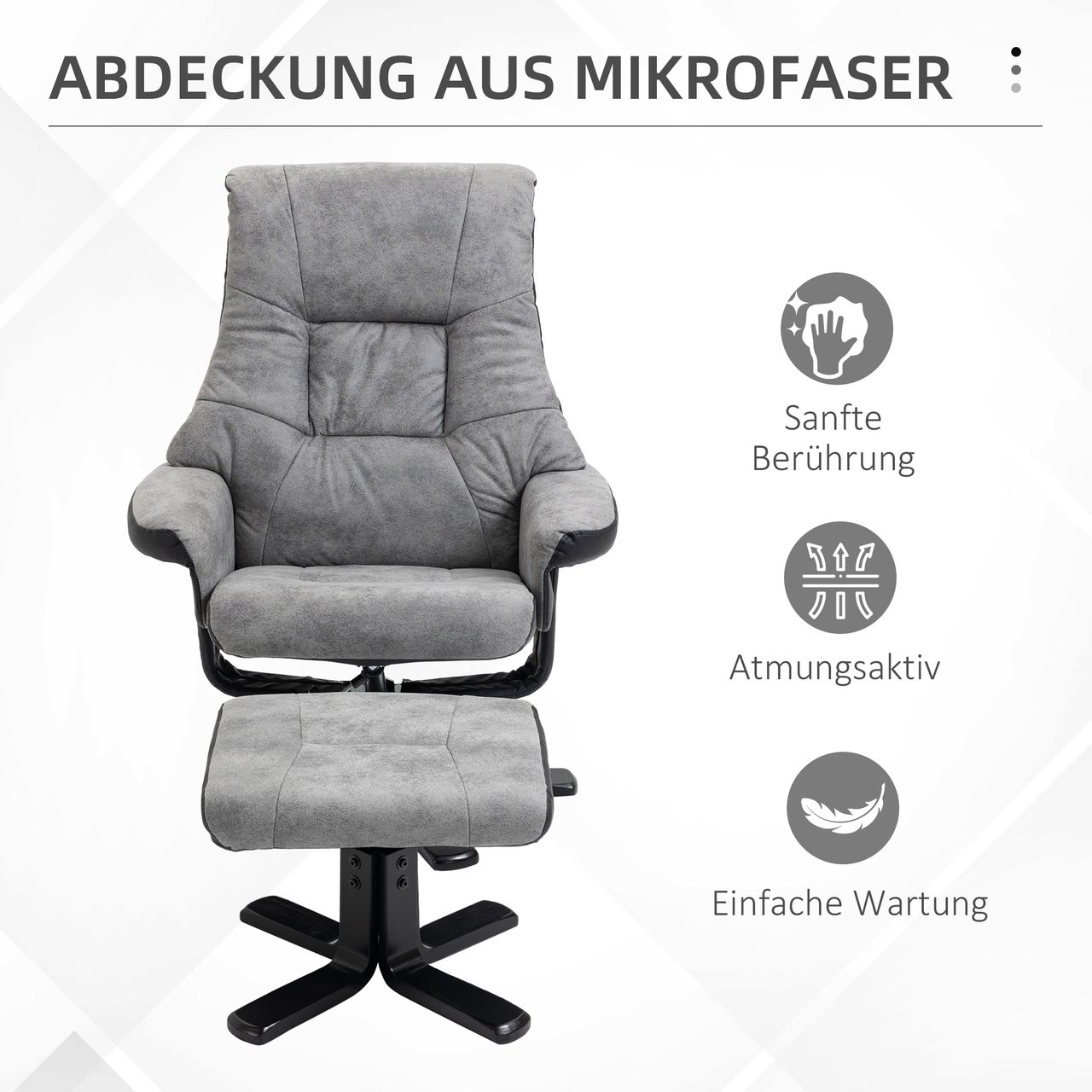HOMCOM Relaxsessel mit Hocker, Fernsehsessel, Polstersessel mit Liegefunktion