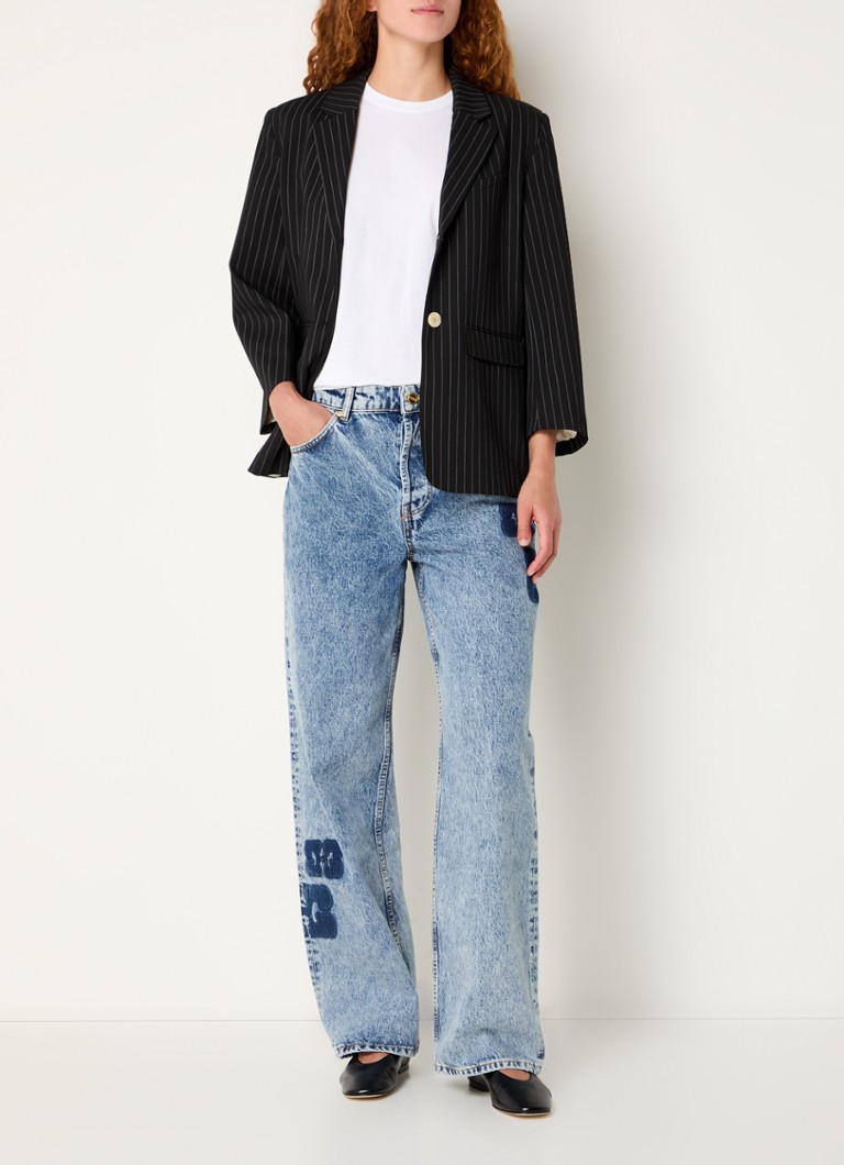 Ganni Blazer with pinstripe and flap pockets