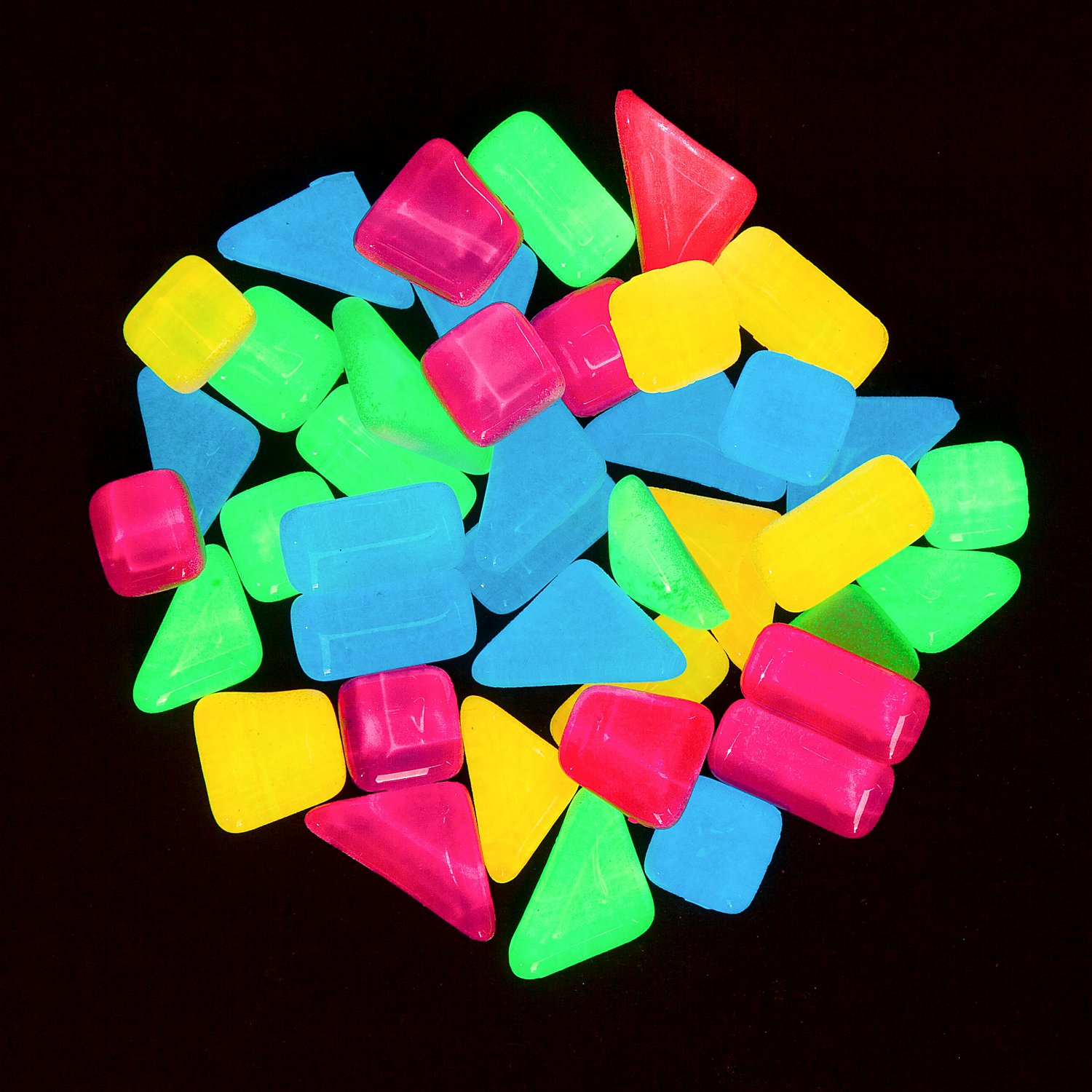 Softglas-Mosaik, nachtleuchtend, polygonal, 10–20 mm, 400 g