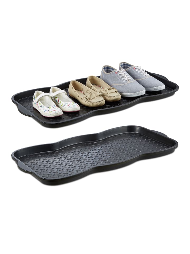 relaxdays 2x Schuhabtropfschale in Schwarz - (B)75 x (H)3 x (T)38 cm günstig kaufen onesize