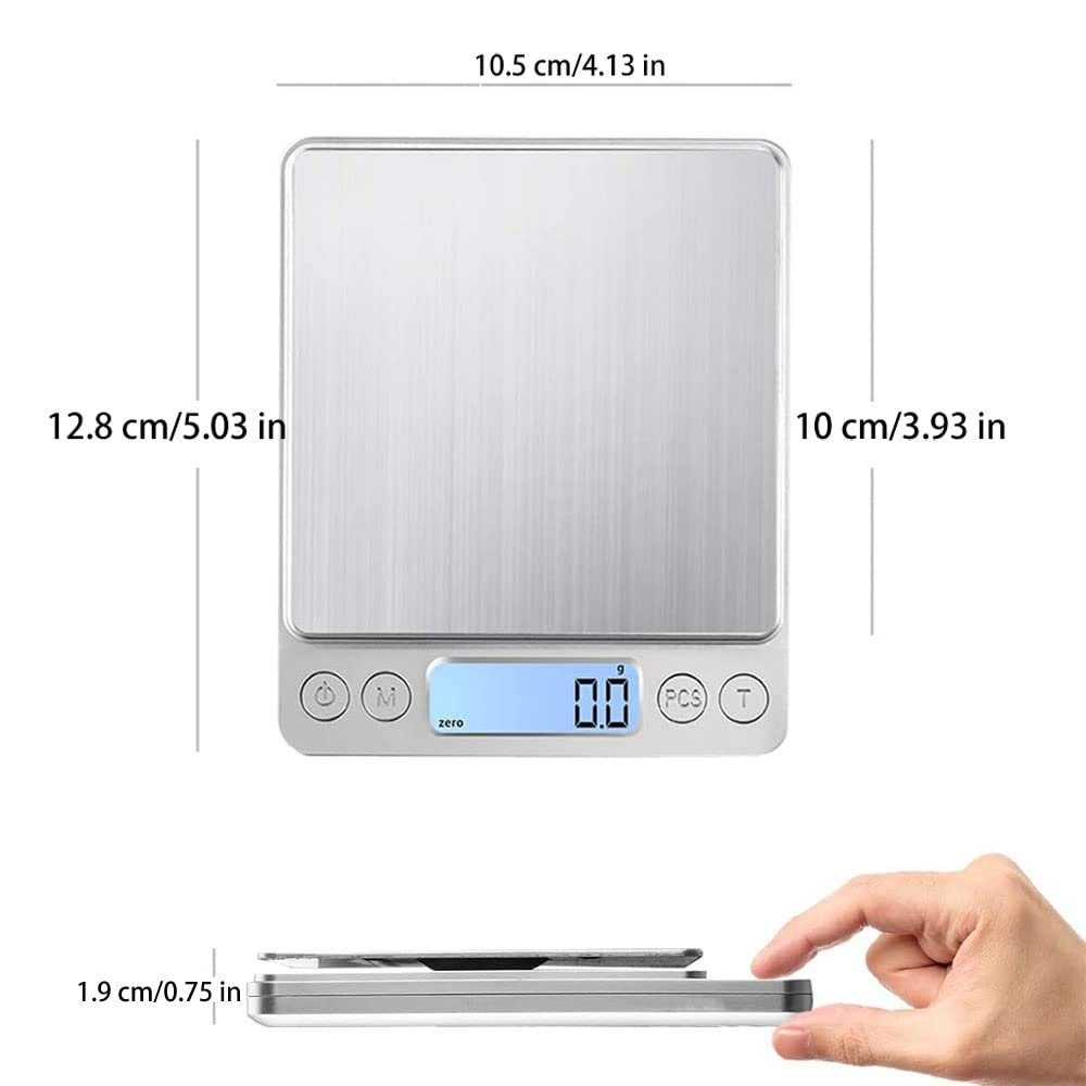 Blusmart Küchenwaage Feinwaage, (Professionelle Präzisionswaage/Feinwaage/Goldwaage/Taschenwaage, Mit Tara-Funktion, sehr genau), Digitale hochpräzise elektronische Küchenwaage mit LCD-Display