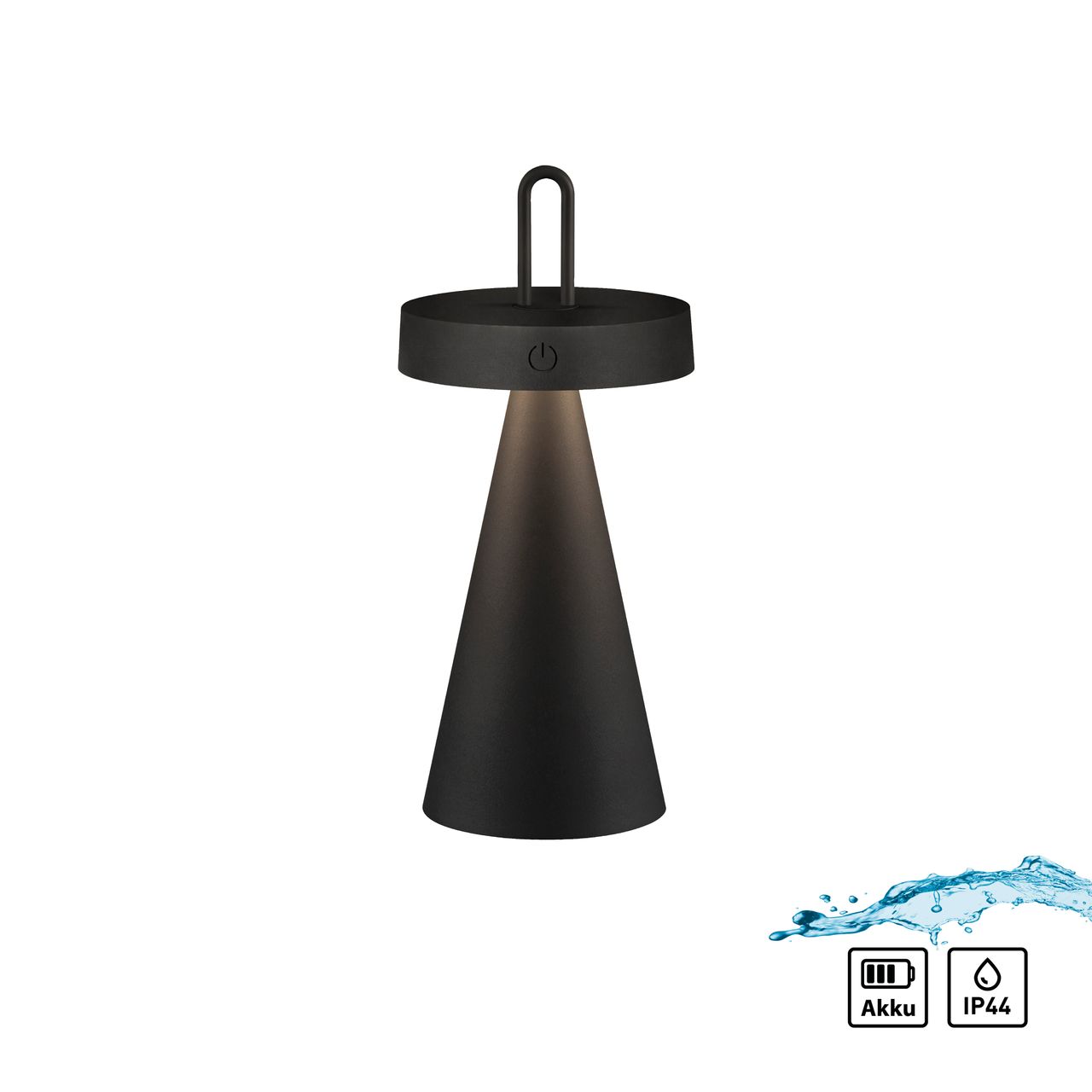 JUST LIGHT Akku Tischleuchte ALWA, 1x LED-Board/1,50Watt/2700Kelvin, IP44, Schwarz