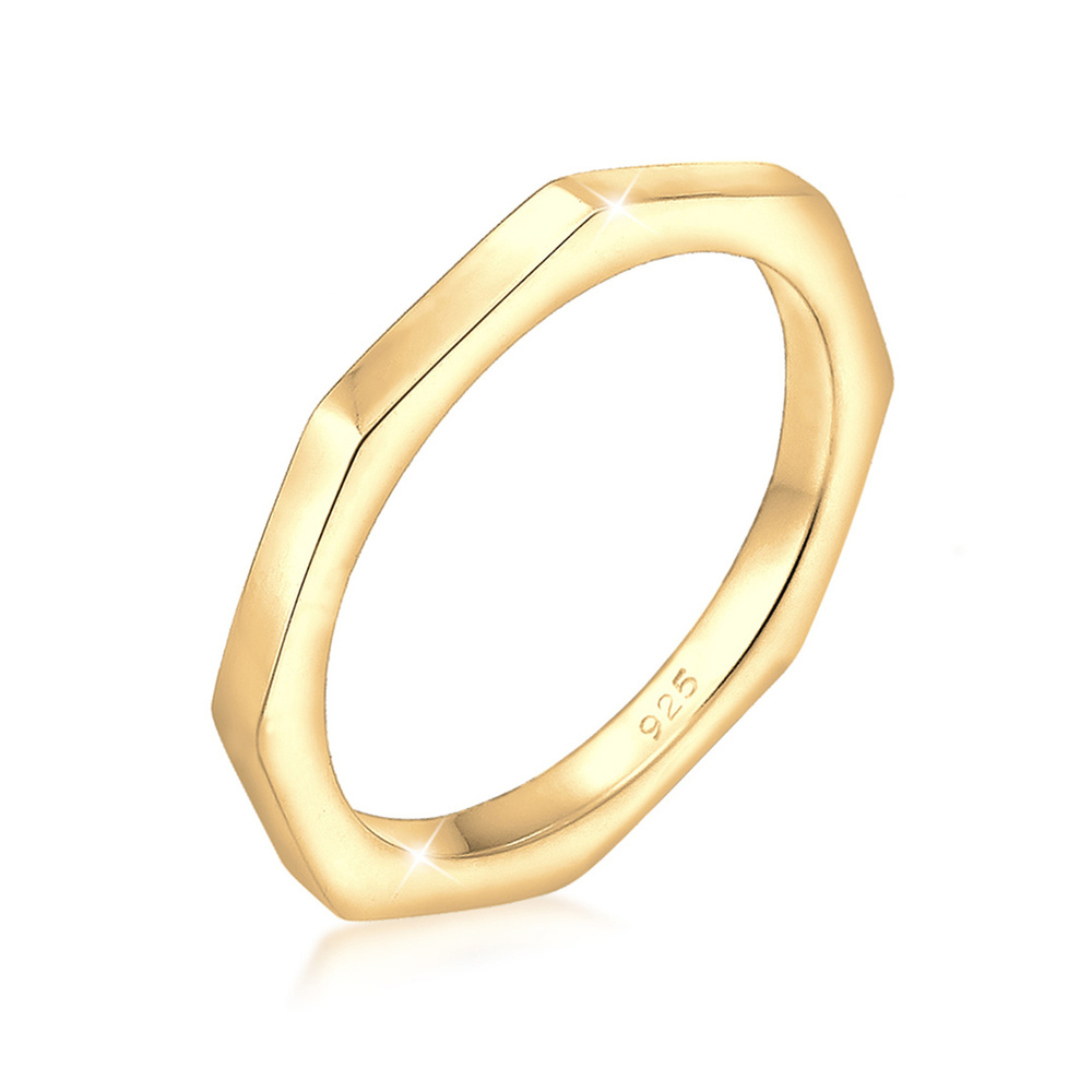 Elli Elli Bague Hexagon Geo Minimal 925 Sterling Silber Bague