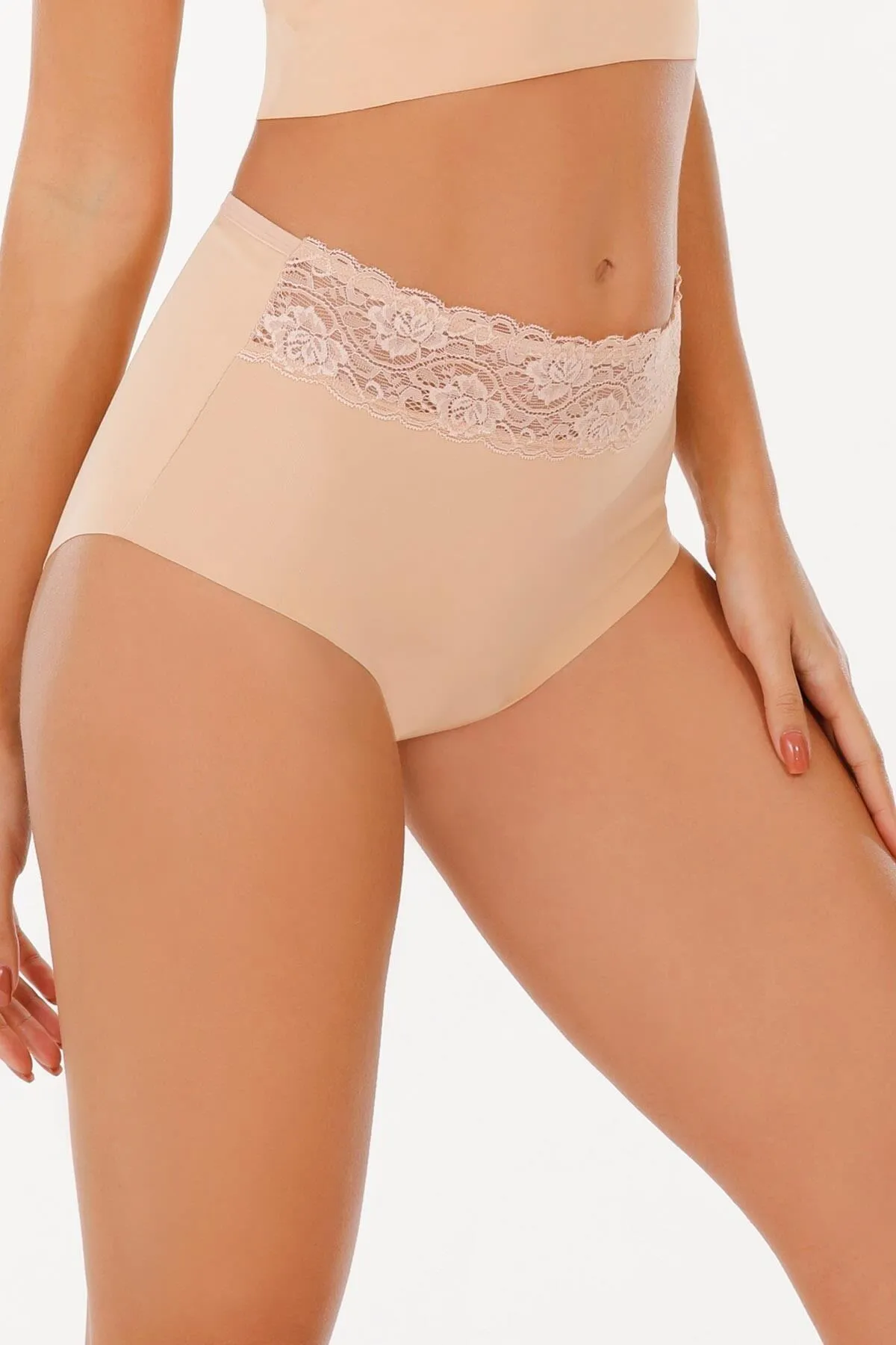 Sensu  Lasergeschnittenes 3-teiliges Höschenset aus Spitze mit hoher Taille für Damen – Kts3105