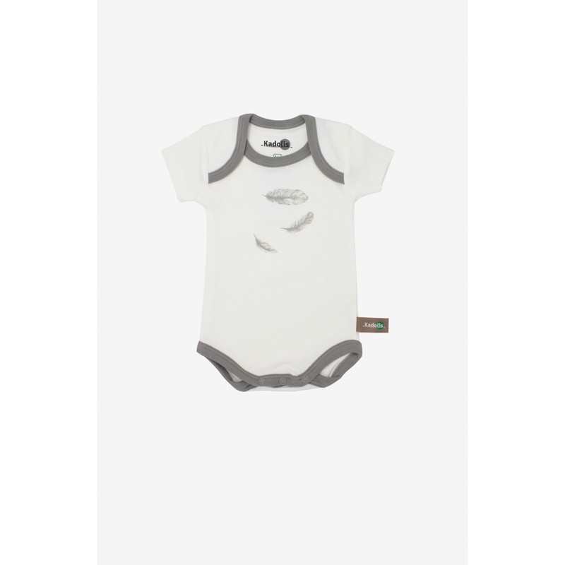 Lot de 3 Body manches courtes en Coton Bio à motifs plumes