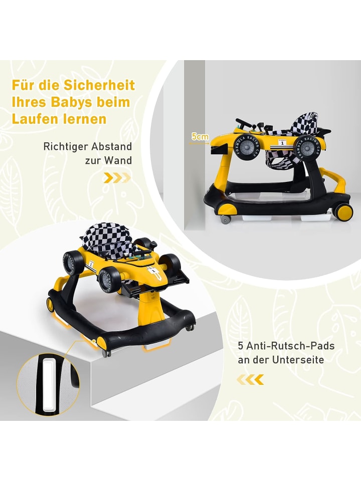 COSTWAY 4 in 1 Lauflernwagen in Gelb günstig kaufen 75 cm