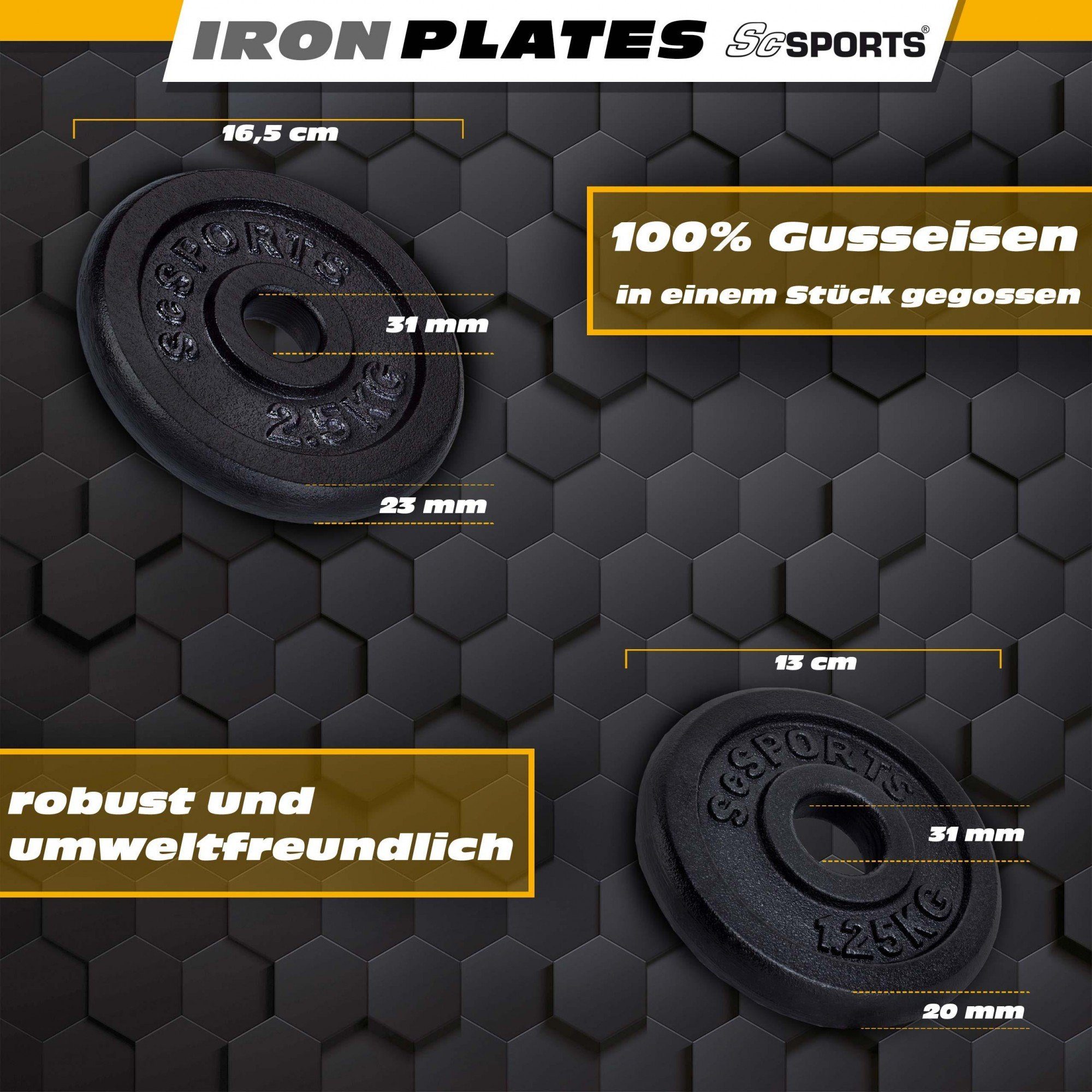 ScSPORTS® Kurzhantel Set 10 kg 30mm Kurzhantelset Gusseisen Hantelset Gewichte