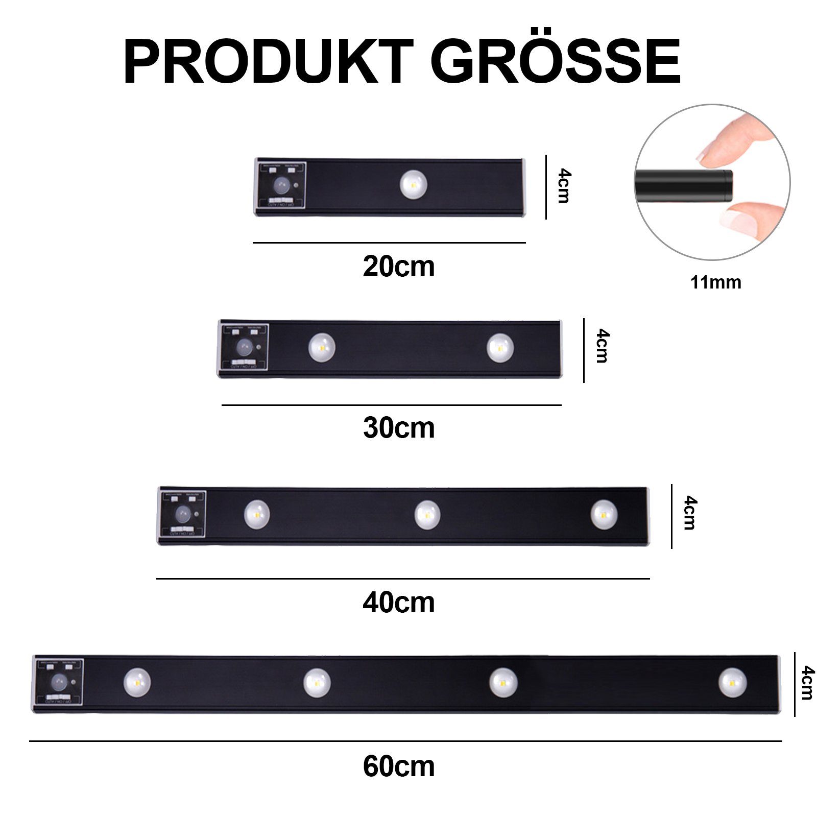 MUPOO LED Unterbauleuchte Unterschrank Beleuchtung Magnetisch,Kabellose,3 Lichtfarben, Led Wandleuchte, Bewegungssensor, Ultradünne 120°-Induktion, 3000K /4500K/6500K,USB-Laden für Unterbauleuchte Küche Schlafzimmer