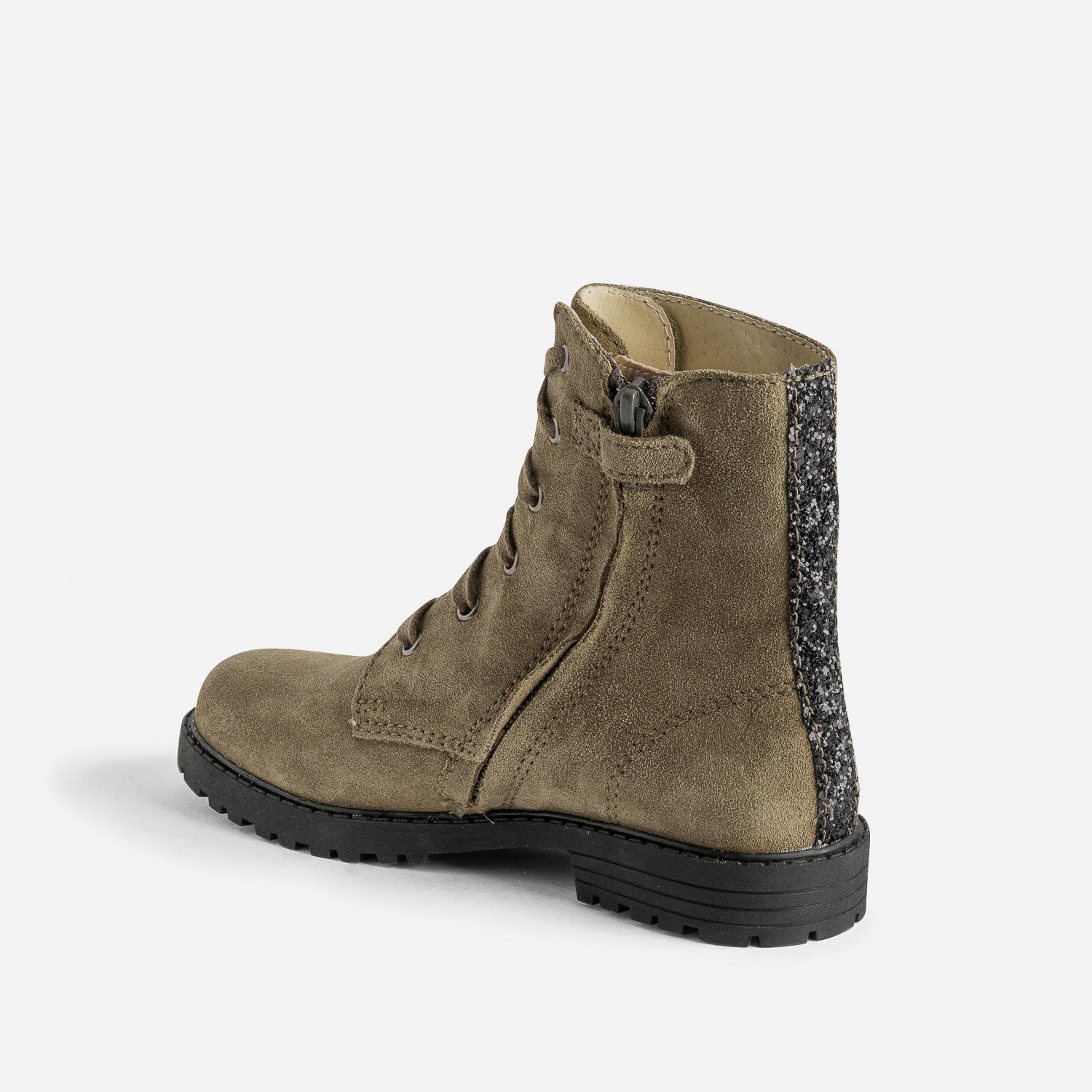 Bottine BUGGY éco-conçue kaki cuir velours