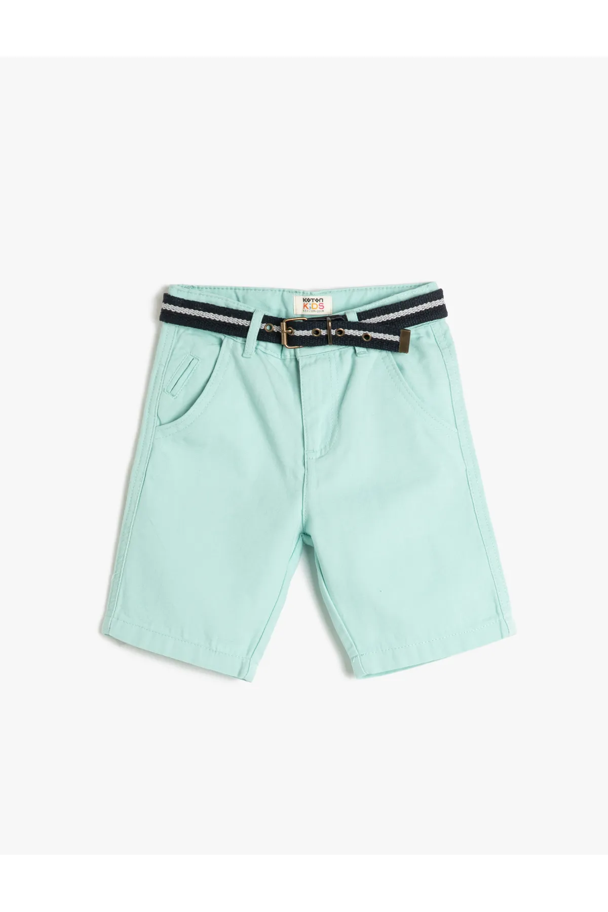 Koton  Basic-Bermudashorts mit Gürteldetail, Taschen, Baumwolle, verstellbarer Gummibund