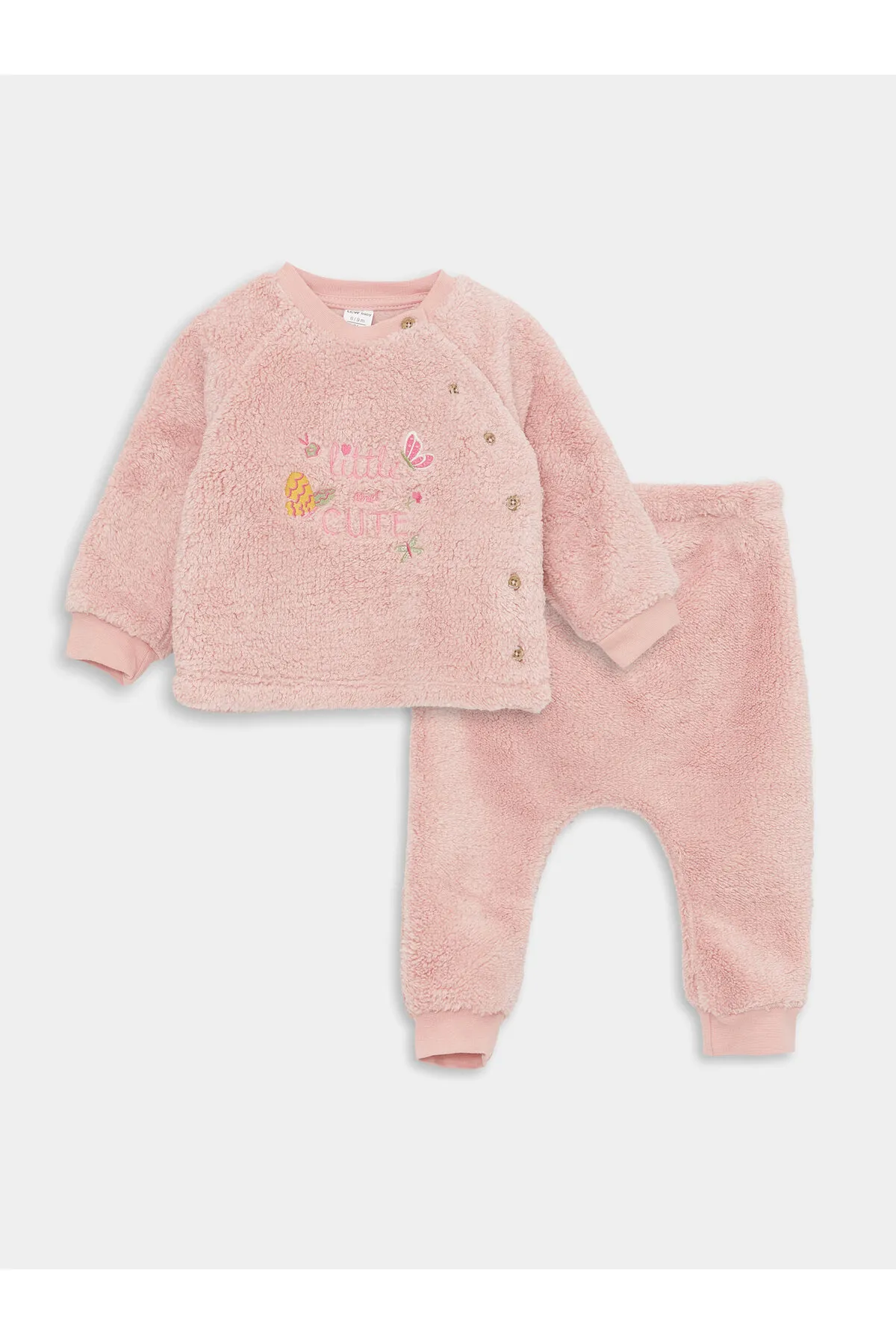 LC Waikiki  Langarm-Stickerei mit Rundhalsausschnitt und detaillierter Strickjacke und Hose für Babys im 2er-Set