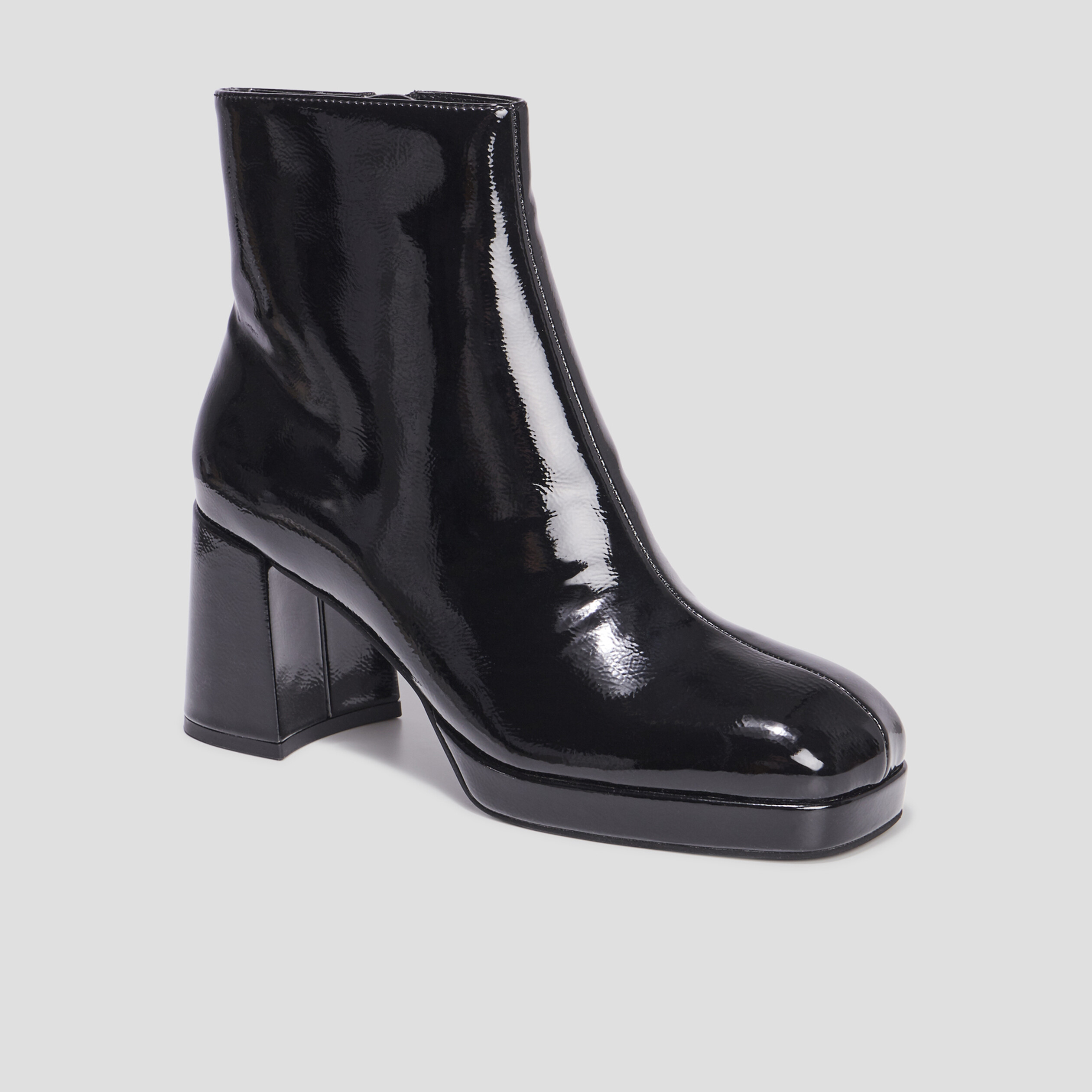 Bottines plateformes vernies à talons noir femme | La Halle