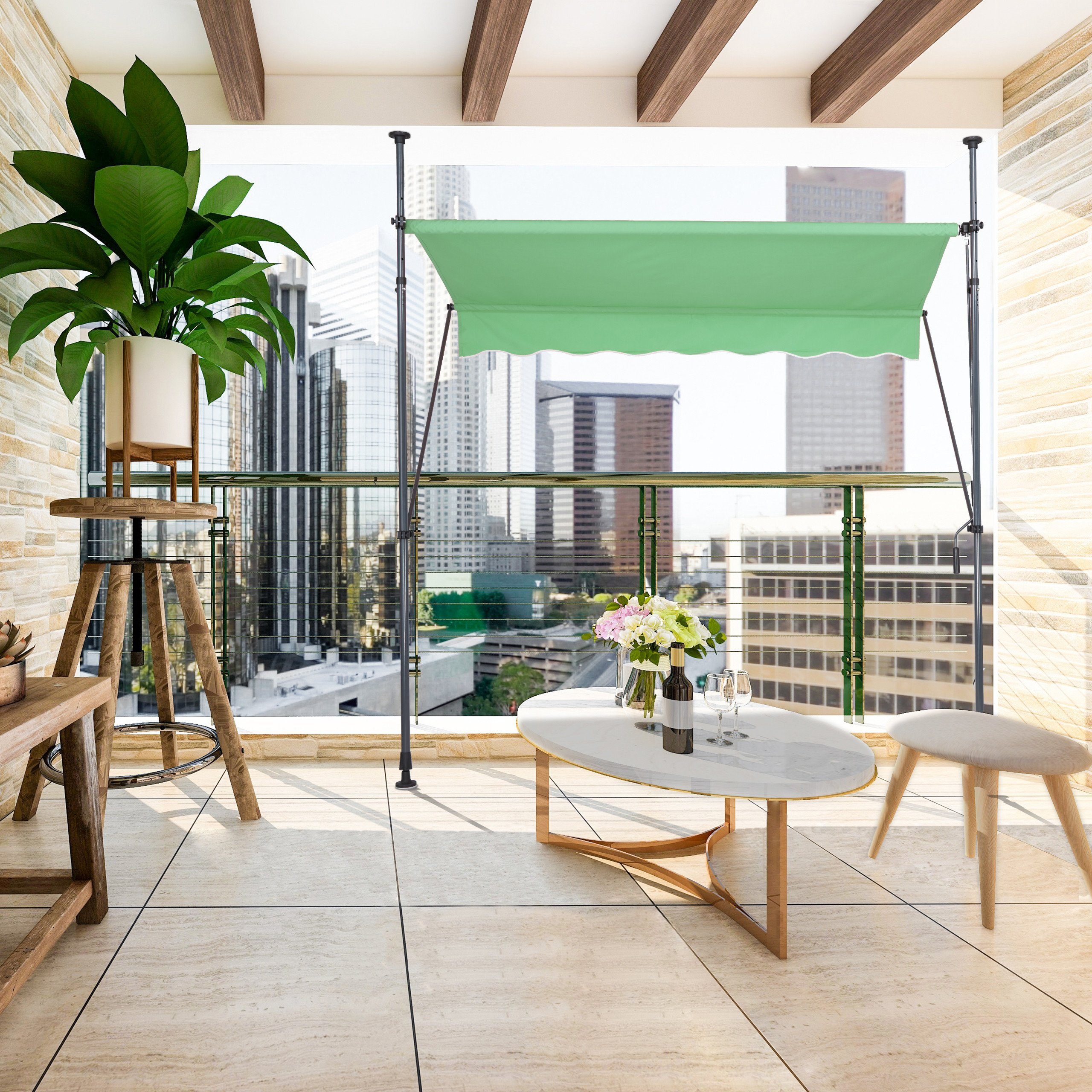 relaxdays Klemmmarkise Klemmmarkise für Balkon 350 x 120 cm