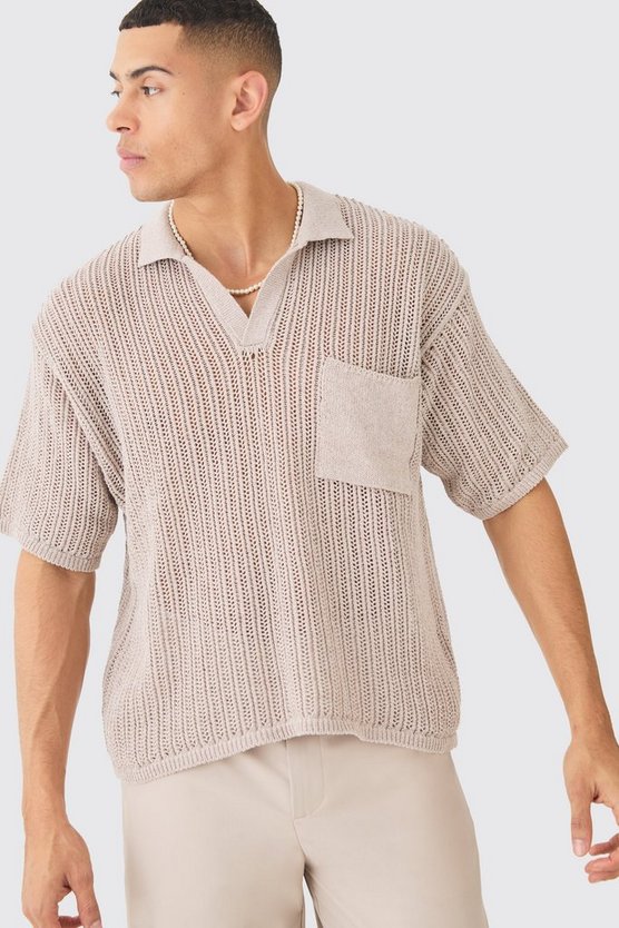 Kastiges Oversize Poloshirt mit Tasche