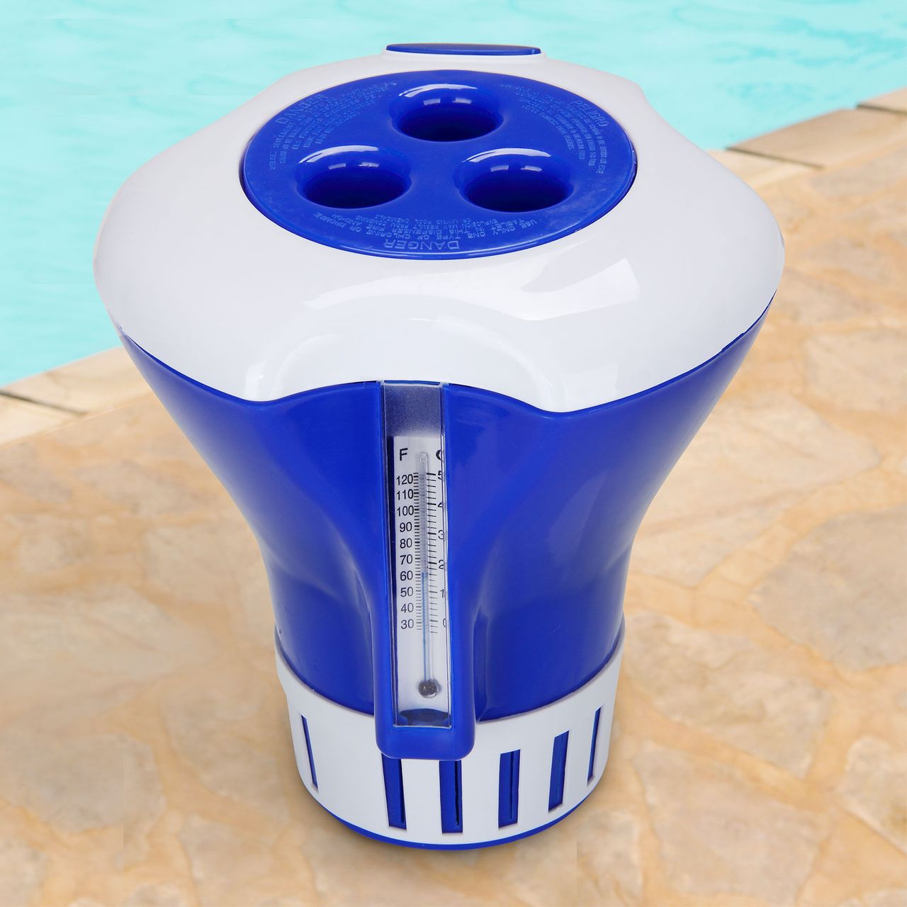 Casaria monzana® Chlordosierer Ø 17cm blau-weiß
