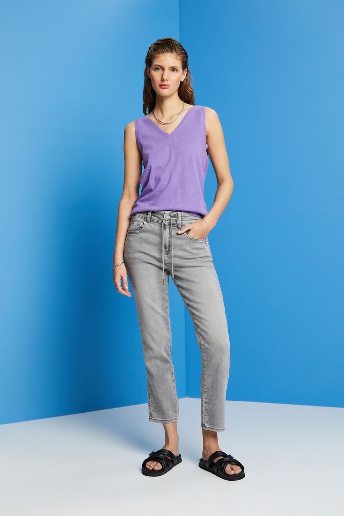 Boyfriend-Jeans mit Kordelzugbund