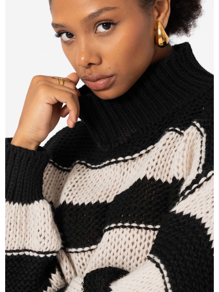 SASSYCLASSY Rollkragenpullover in Schwarz, Beige günstig kaufen