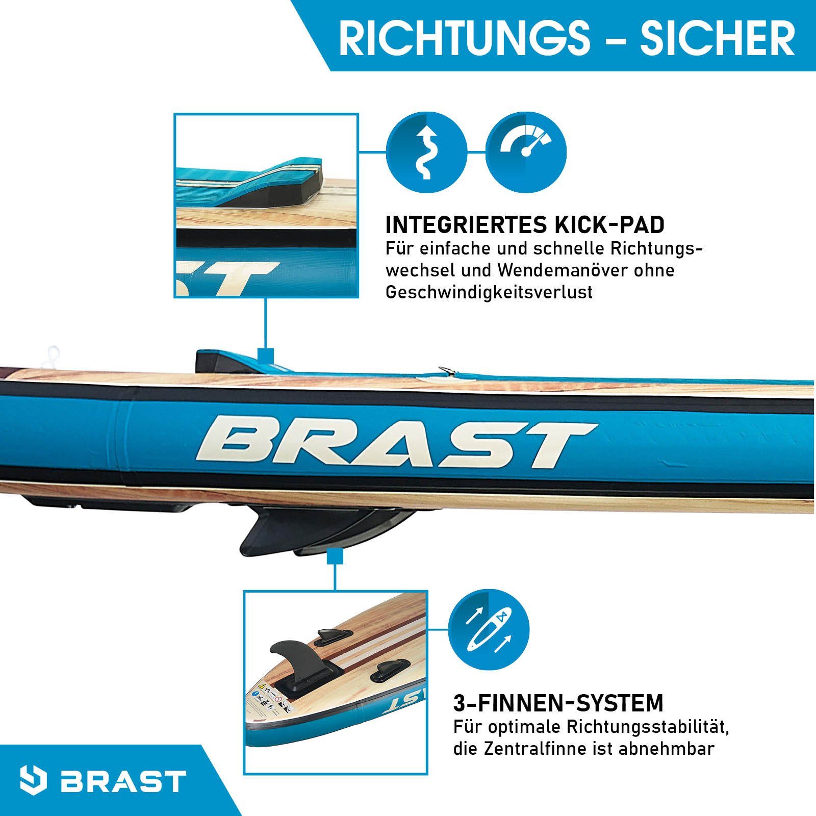 BRAST SUP-Board Tribal Ocean Sixties & Turtle, Aufblasbares Stand up Paddle Set, (320x81x15cm viele Modelle), incl. Zubehör, 5 Jahre Garantie, Fußschlaufe Paddel Pumpe Rucksack