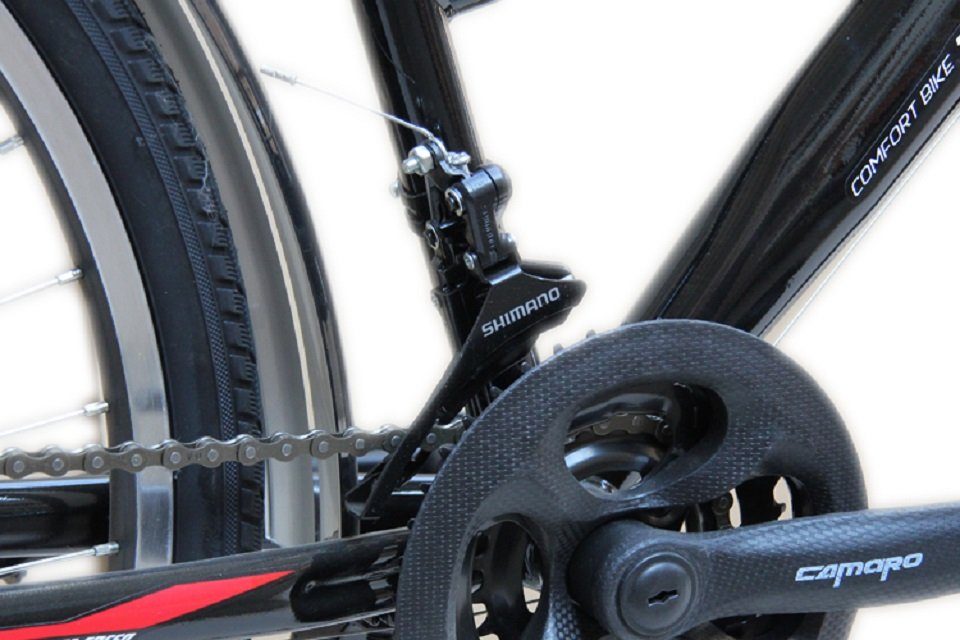 Talson Cityrad 28 Zoll Cityrad, 21 Gang Shimano, Kettenschaltung, mit Beleuchtung nach StVZO und Gepäckträger Schwarz