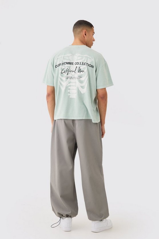 Oversize T-Shirt mit Skelett-Print