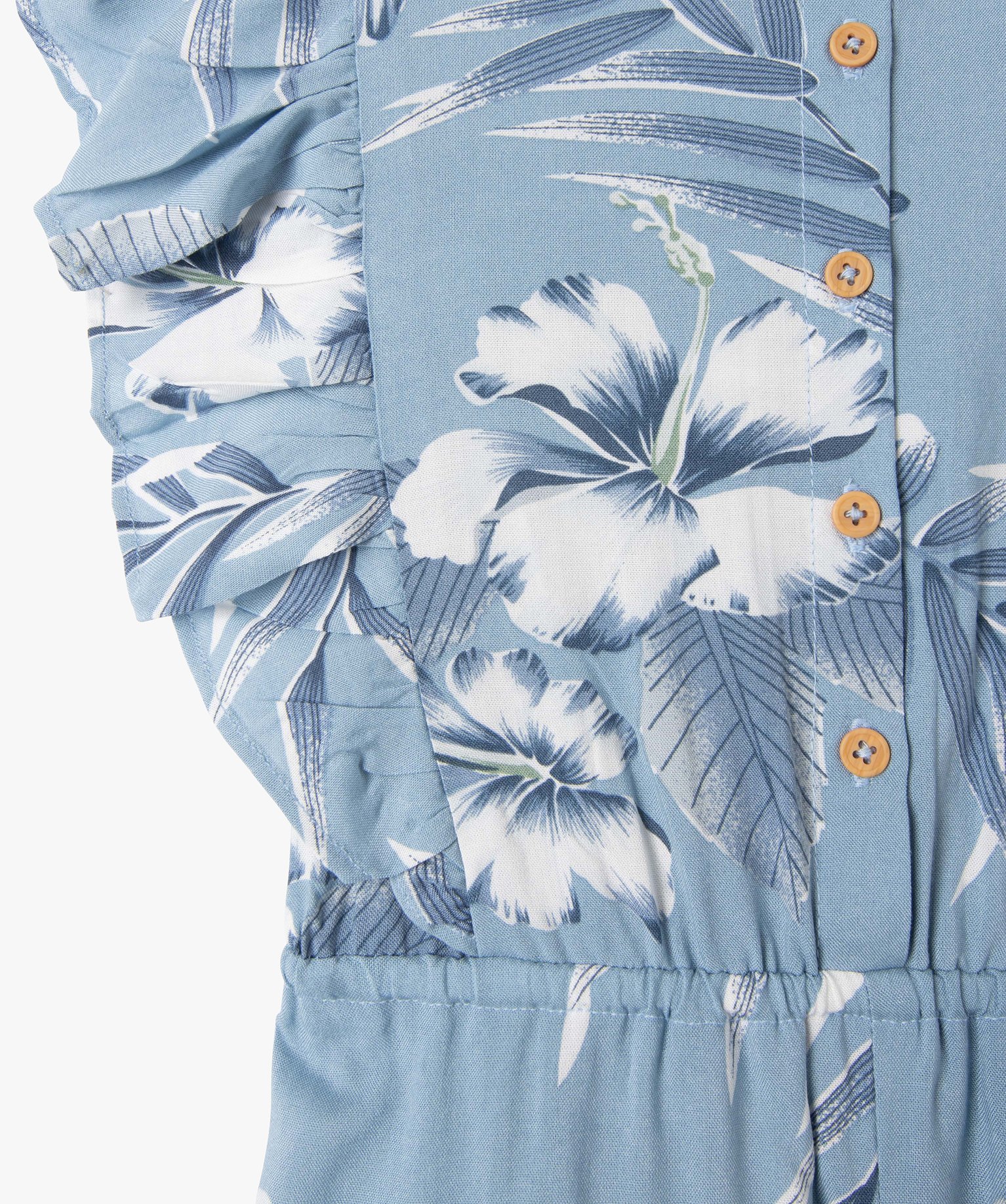Combinaison pantalon fille imprimée avec volants sur les é... bleu | GEMO